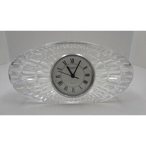 Waterford Crystal Oval Table Clock Desk Clear Faceted Quartz‎